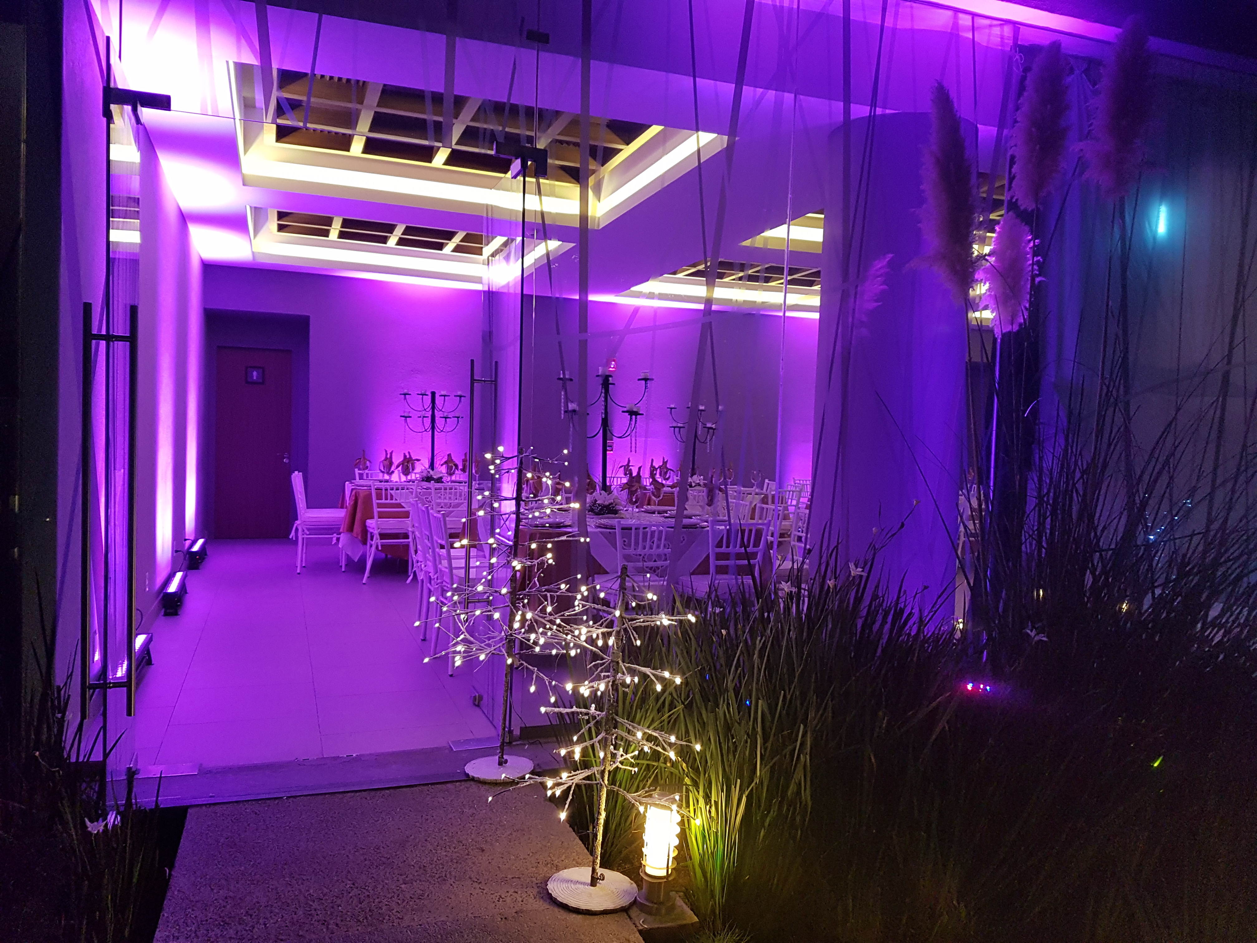 Fiesta social con decoración festiva para invitados